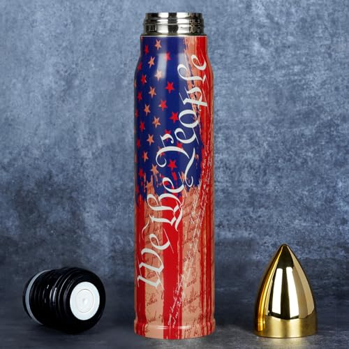 Funslive We the People American Flag, 250 Anniversary USA 34 oz Bullet Tumblers, Unique Shaped Thermos, Anniversary Birthday Dad Gifts for Men, Present Ideas for Fathers Day, Fishing Hunting Camping by Funslive - Used condition - US$16.32