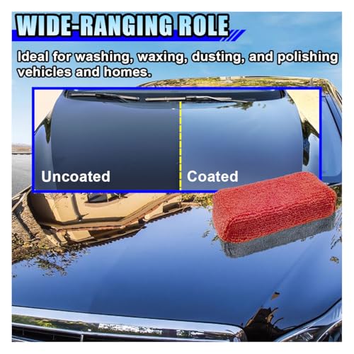 Image of 12PCS Ceramic Coating Applicator Sponge, 4.13'' x 1.84'' Microfiber Car Detailing Applicator Pads, Rectangular Car Foam Cleaning Pad, Auto Polishing Pad for Wax, Paint, Sealant (Red)
