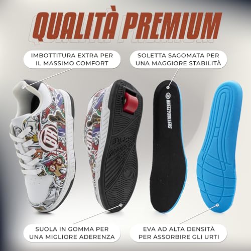 Breezy Rollers Scarpe Con Ruote Per Bambini I Scarpe Con Ruote Per Bambini I Dai Bambini Scarpe Da Strada Ai Pattini A Rotelle In Pochi Secondi I Sistema Di Clic Brevettato I Scarpe Con Ruote Per - 4
