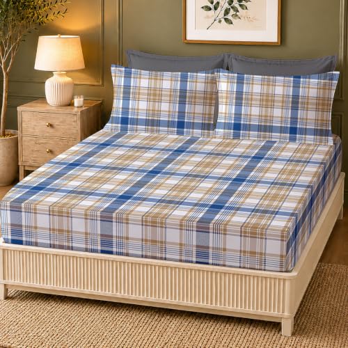 Image of LANE LINEN Symphony 100% Cotton 144TC King Bedsheet Set, 3 Piece, Printed
