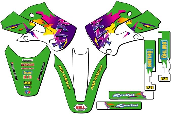 2002-2009 KLX 110 Throwback Green Senge Graphics Base Kit Compatible with Kawasaki