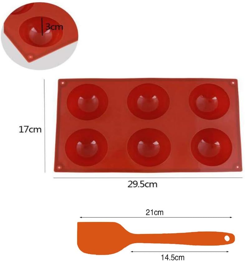 1 Pack Chocolate Mold 6 Holes Sphere Silicone Mold for Baking Cake DIY Mothers Day Gifts with Silicone Spatula Set (Ball)…