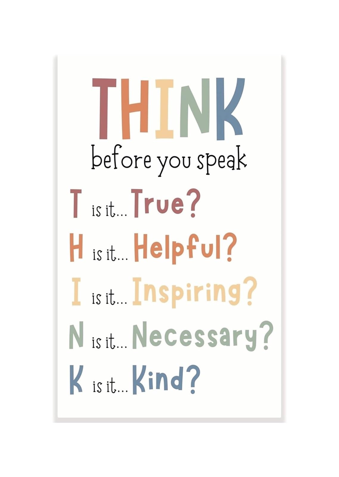 REIUAFWYGV THINK Posters SEL Bulletin Board Bundle for Classroom Library and Calm Corner Respectful Words Decor
