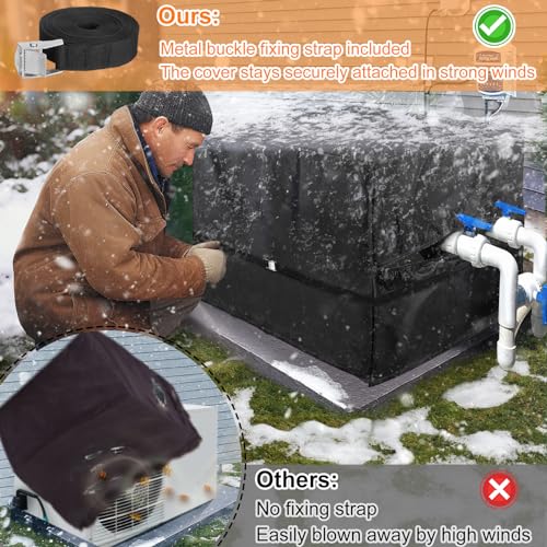 PAMASE Thick Fleece Pool Heater Cover - 39.4" L*33.5" W*27.6" H Insulation Heavy Duty Pool Heat Pump Antifreeze Shade Compatible with Hayward, Winter Rainproof Snowproof PVC Coated 600D Oxford by PAMASE - Image 3