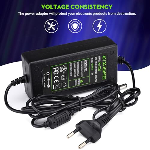 Netzteil 12V 3A Ladegerät Transformator 36W für LCD, TFT Monitor Power Supply Radiowecker, Externe Festplatte