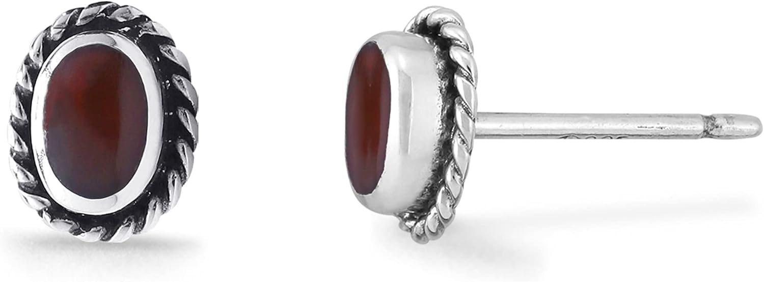 Boma Jewelry Sterling Silver Oval Rope Texture Stud Earrings