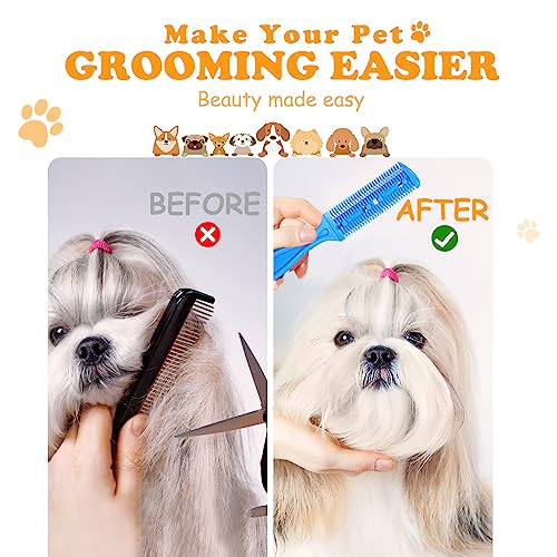 Razor Comb for Dogs Cats with 10 Pcs Extra Blades, Pet Razor Comb 2 in 1 | Trimming & Grooming, Dog Cat Brush that Cuts Hair, Hair Cutter Comb for Dog Cat, Pet Hair Trimmer Grooming Comb for Dog Cat