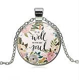 Wisdom Bible Verse It is Well with My Soul Lettering Necklace,Women Men Christian Jewelry Gifts