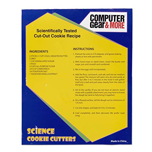 Computergear Science Cookie Cutters Chemistry Set, 4 Piece Stainless Steel- Includes Test Tube, Atom, Beaker, Flask #TOP4