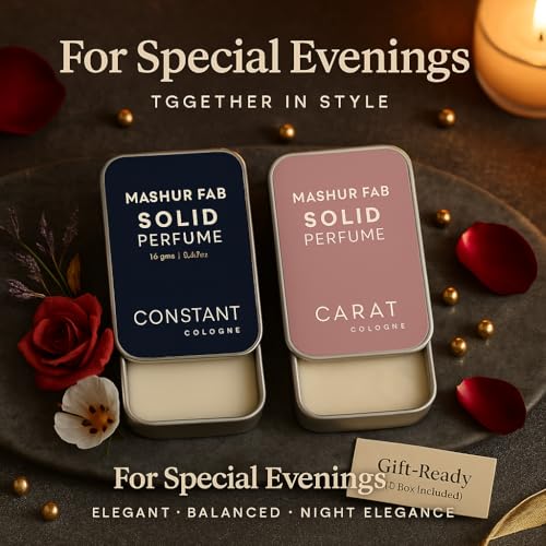 Image of Solid Perfume Combo - Soiree & Antonia | 2-Pack Alcohol-Free Natural Cologne | Long-Lasting Fragrance for Men & Women | Citrus, Floral & Woody Notes | 12g Each (Bergamot, Mimosa flower)