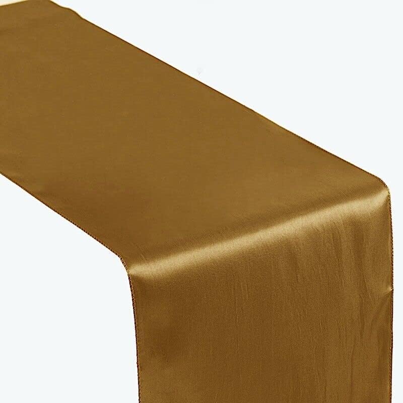 1 Pcs Gold Satin 12x108 Table Runner Wedding Party Catering Dinner Decorations