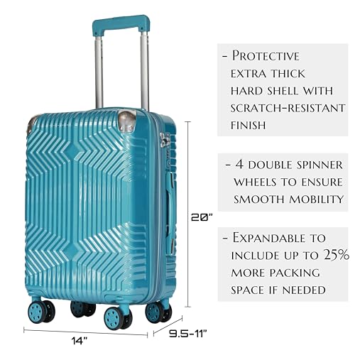 20-Inch Hardside Carry-On Expandable Luggage with Spinner Wheels with TSA Lock (Teal)3