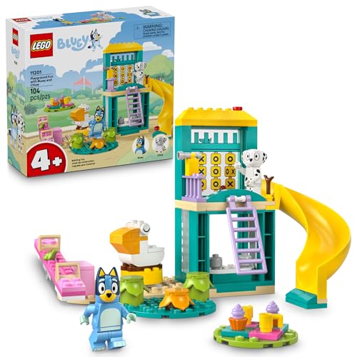 LEGO Bluey Playground Fun with Bluey and Chloe - Building Toy for Kids - Sensory Toy for Pretend Play - Includes Bluey and Chloe Minifigures - Birthday Gift Idea for Girls and Boys 4 and Up - 11201