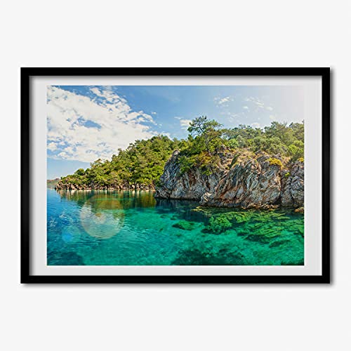 Cadre photo 70x50 cm Tulup pour corriger un mur vide avec une affiche moderne lagon bleu