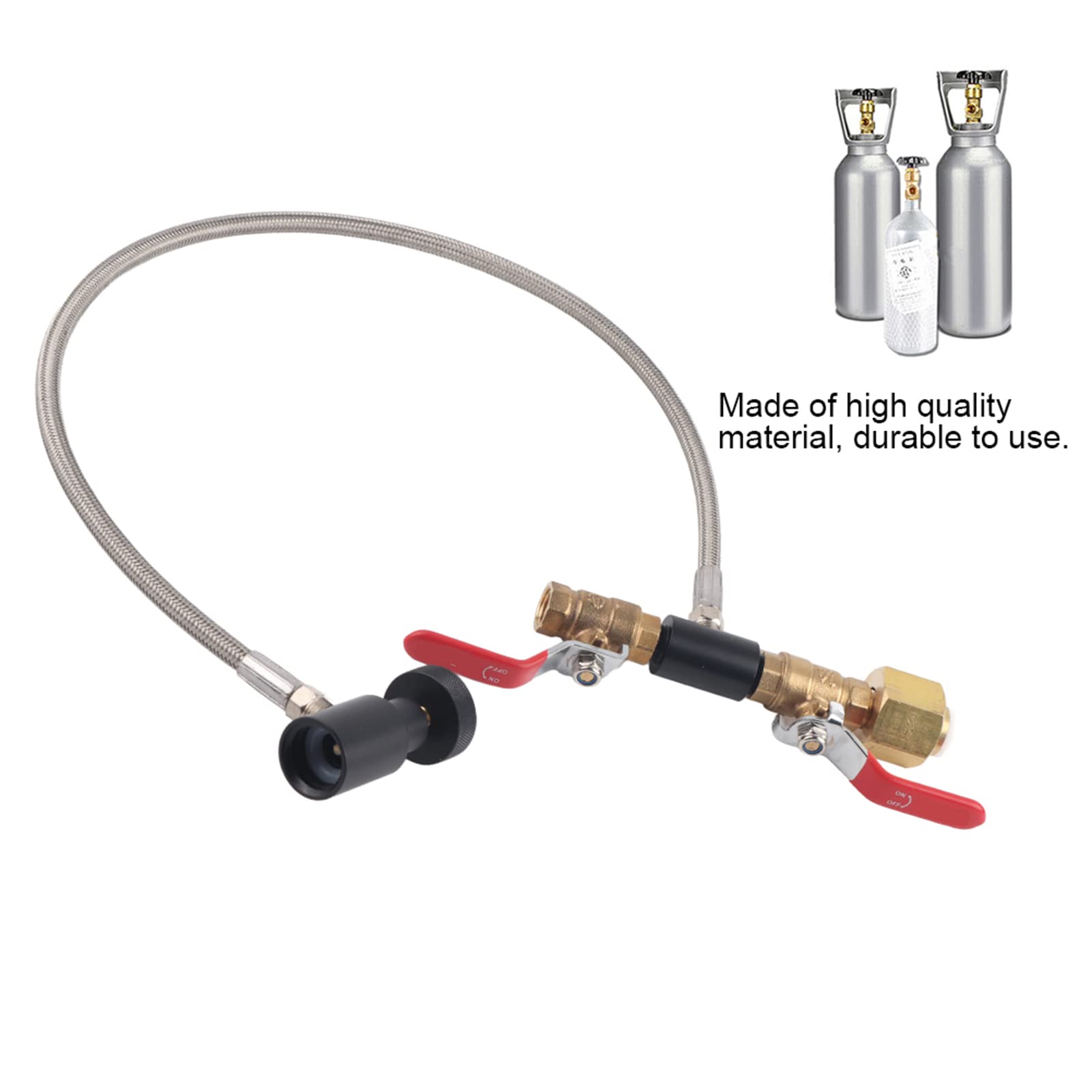 Kit adattatore di ricarica CO2 con manometro, tubo di ricarica per bombola CGA-320, acciaio inossidabile da 36 pollici, 3000 psi, doppie valvole on/off per riempire i serbatoi del (24 inches long