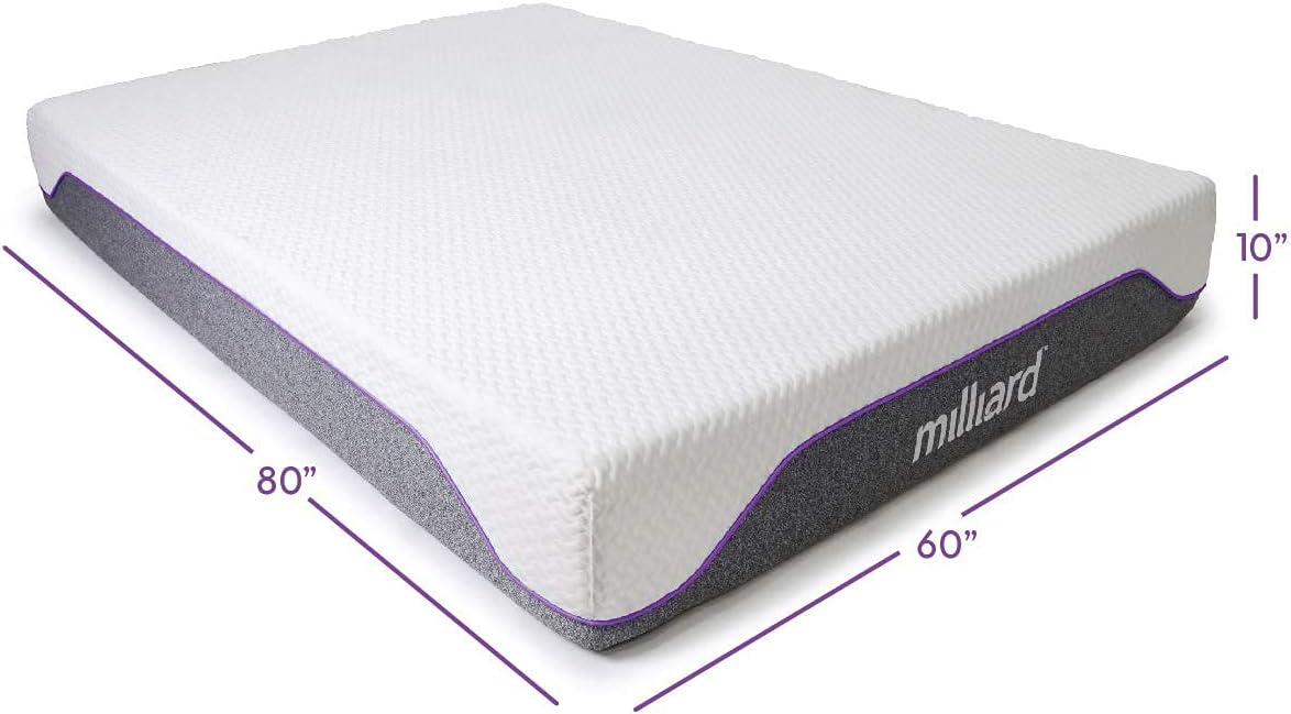 Milliard Memory Foam Mattress/His and Hers Split Firm and Soft Couple Bed/Bed-in-a-Box/Pressure Relieving, 10 Inch, Queen