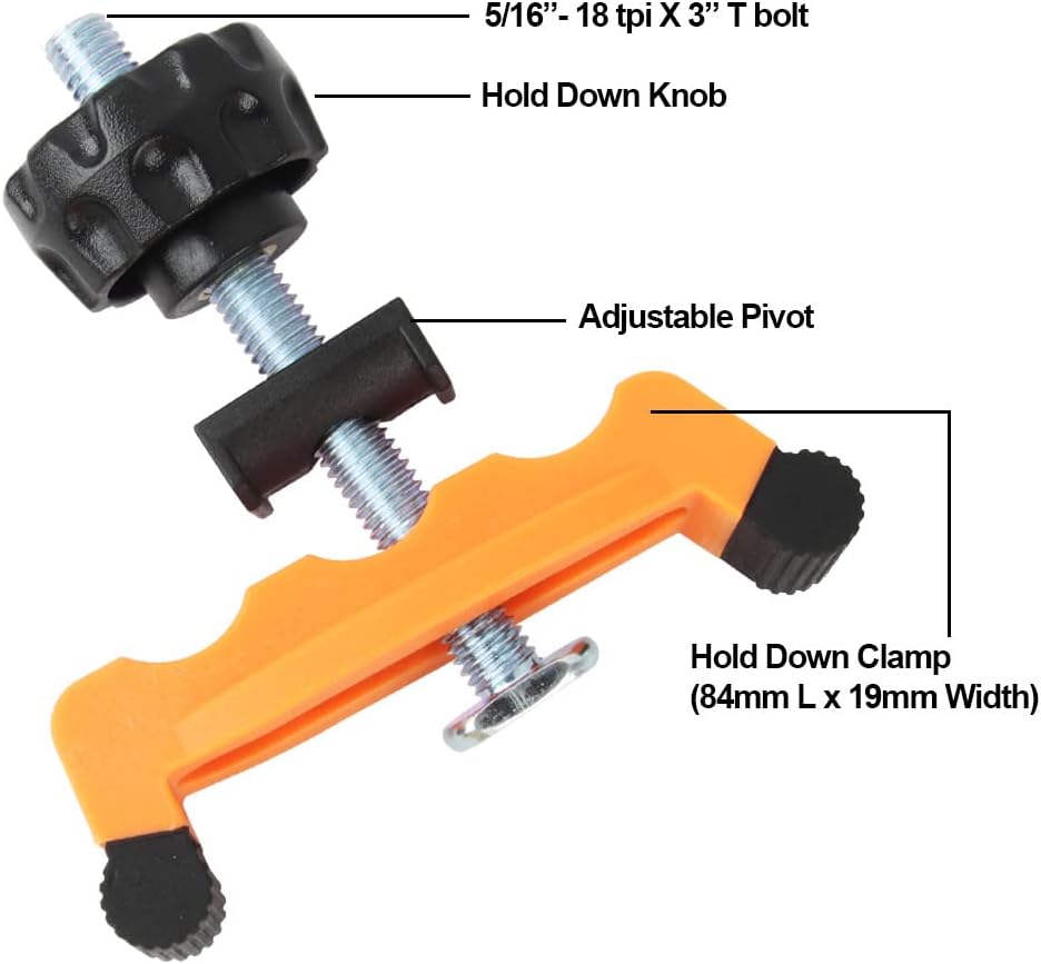 O'SKOOL Multi-Positionable T-Track Hold Down Clamp Kit for CNC Router, Metalworking and Woodworking T-Slot T-Track, 2 Pack, TT13