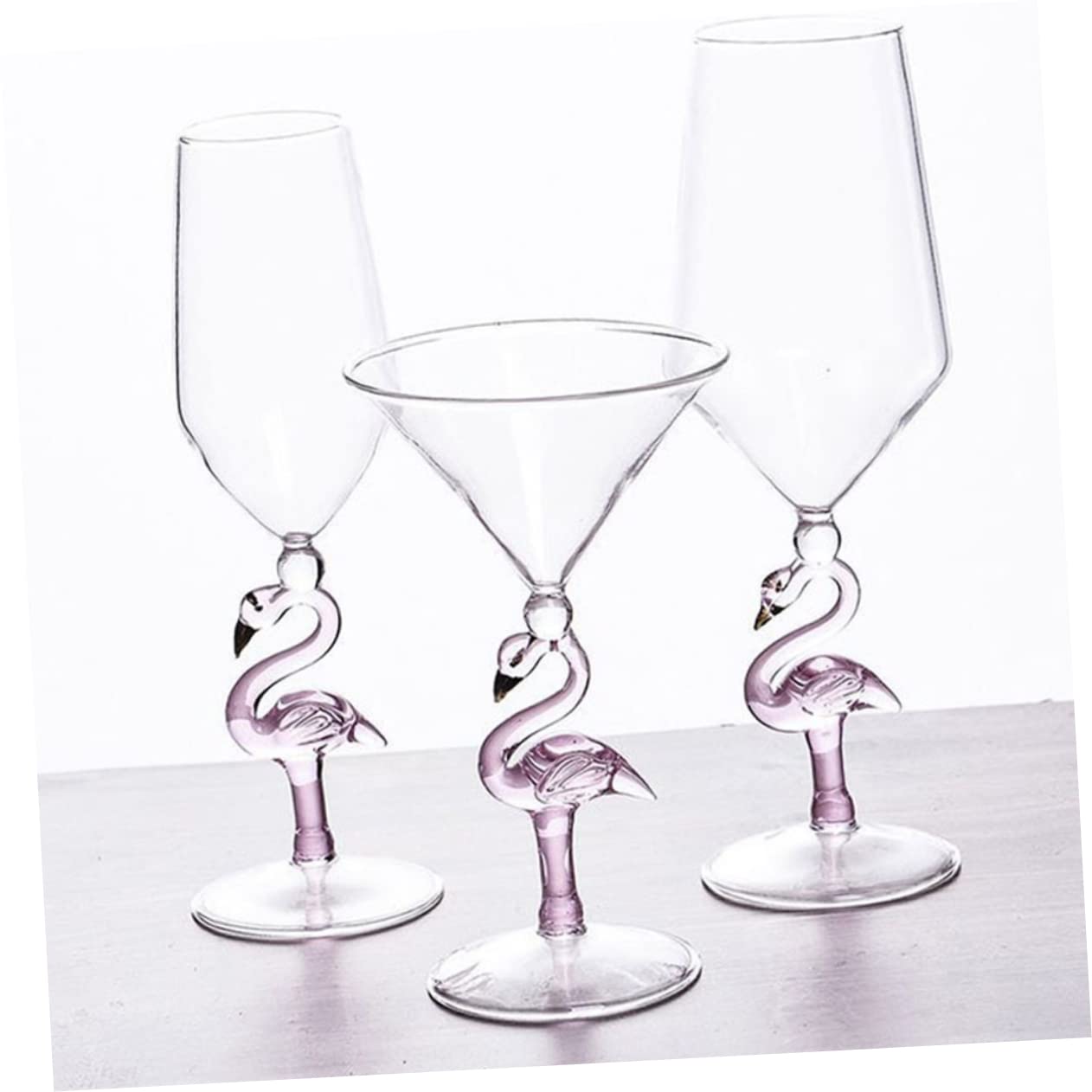 PRETYZOOM 2 Copas de Vino de Vidrio, 330ml, Diseño de Flamenco Rosa, Resistentes al Desgaste, para Fiestas y Bares