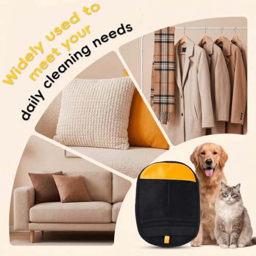 Image of Qpets Pet Hair Removal Glove for Dogs and Cats Reusable Electrostatic Lint Remover Mitt for Sofa Bed Carpet Clothing and Car Seats Comfortable Five Finger Design