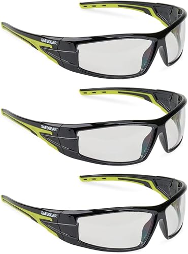 J. J. Keller SAFEGEAR - Gafas de seguridad de marco completo con vista periférica extendida, paquete de 3