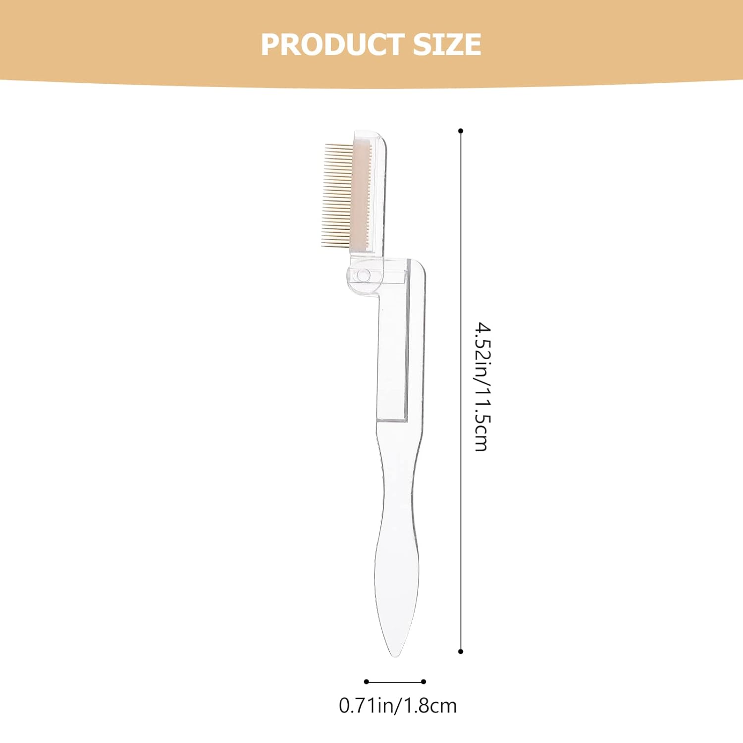 2Pcs Stainless Steel Eyelash Comb Straight Handle Folding Eyebrow Brush Eye Makeup Tools for Eyebrow Eyelash (White Golden)