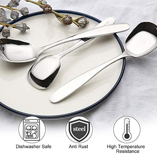 3 Pezzi Cucchiai Acciaio Inox Cucchiaio da Portata e da Minestra, Quadrato, 18,5 cm - immagine 5