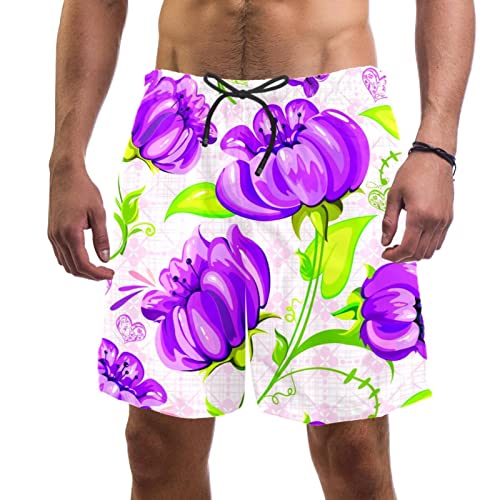 Short de plage à séchage rapide JDEZ maillot de bain fleur comique homme