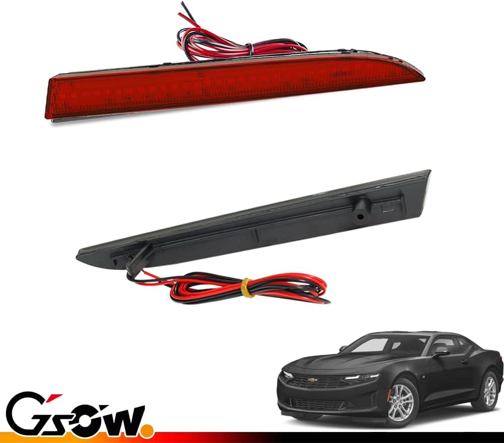 LED Rear Bumper Reflector Lights for Chevrolet Camaro 2016-2024, Traverse 2013-2020, Amber Rear Brake Tail Lamps Red Lens, 2 PCS