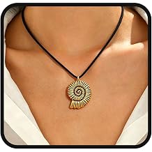 Tgirls Boho Seashell Conch Pendant Vintage Black Suede Cord Necklaces for Women Gothic Leather Ursula Choker Jewelry