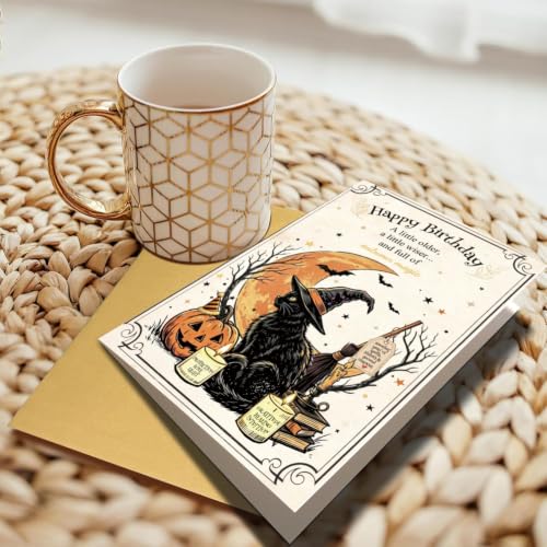 RPJIEKINXU Witchy Cat Halloween Birthday Card for Sister Friend Her - image 2
