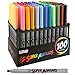 Super Markers Set with 100 Unique Marker Colors - Universal Bullet Point Tips for Fine and Bullet Lines - Bold Vibrant Colors - Includes a Marker Storage Rack - 100% Satisfaction Guarantee