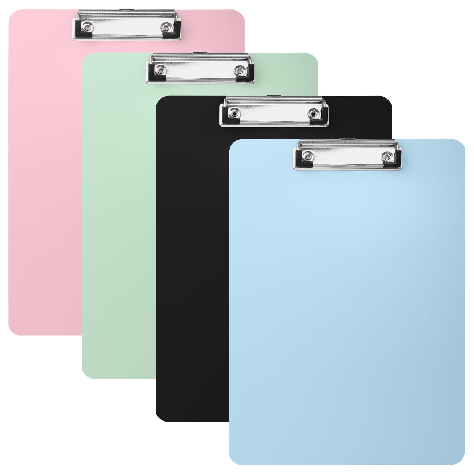 4 Pcs Clipboard A4 Plastic Clip Boards with Metal Clip and Hidden Hook