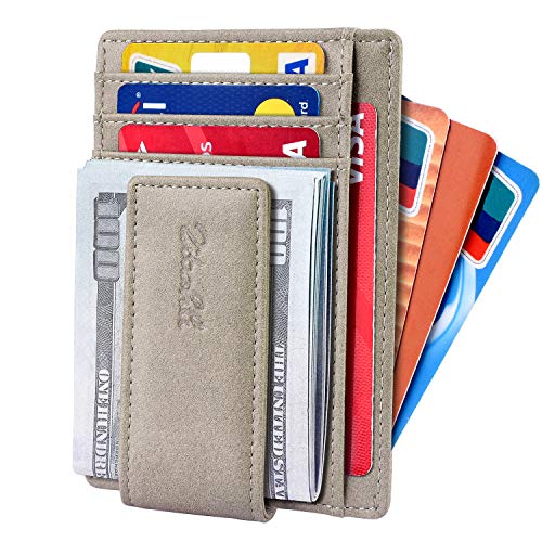 Zitahli Slim & Minimalist Bifold Front Pocket Wallet with Strong Magnet Money Clip