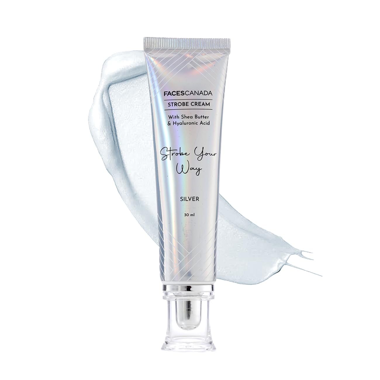 FACESCANADA Strobe Cream - Silver, 30Ml | Primer + Highlighter + Moisturizer | Shea Butter & Hyaluronic Acid | Intense Hydration | Flawless Radiant Dewy Skin | Illuminating & Glowing Makeup Base