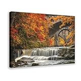 Stone Arch Train Bridges Crossing The Rocky River Berea Falls Ohio Poster Print for Teen Boys Room Wall Art Canvas Painting Print Frame 20x30inch