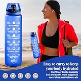 Active 100 Water Bottle 1L Sports Water Bottle with Motivational Time Marker, Dishwasher Safe Leak-proof Drink Bottle BPA Free Non-Toxic for Running,cycling, Gym, School & Office (Blue) - Image 6