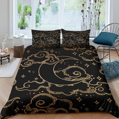 Housse de couette lune 140x200 cm en microfibre avec parure de lit 3D