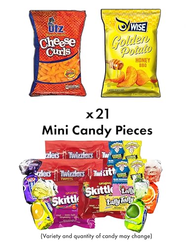 Blue Ribbon Snacks Box Care Package Variety Pack (55 Count) Snacks Food Candy Cookies Bar Chips Mix Bulk for College Students Women Men