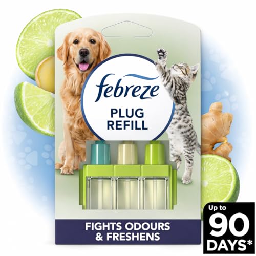 Febreze 3Volution Plug-In PET Odour Fighter Refill, Pack of 2 x 20ml, Long-Lasting Odour Removal & Fresh Scent – Compatible with Febreze 3Volution Diffusers