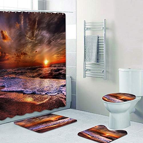 Miniatura 2 de Wodejia - cortina de baño, cubierta de inodoro, alfombra, accesorios de cuatro piezas, tela de poliéster, impresión 3D