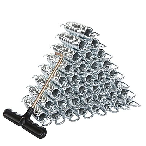 GLEEJON 40PCS 5.5 Inch Heavy Duty Trampoline Springs, Galvanized Steel Spring Replacement with T Hook, Trampoline Replacement Hardware for Skywalker, JumpKing, Upperbounce, Skybound
