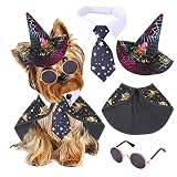BAEJMJK 3 Pack Pet Dog Cat Halloween Costume Set Adjustable Halloween Wizard Pumpkin Hat Cool Dog Cl