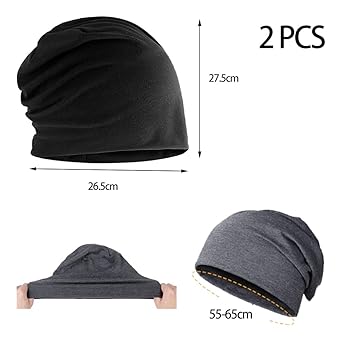 HXHWKEN 2 Pack Slouch Beanie Hat Unisex Thin Jersey Skull