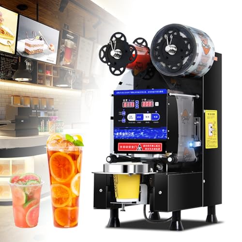 IUokLU Commercial Cup Sealing Machine, Fully Automatic With Led Digital Control For High-Speed Sealing In Beverage Shops-Black
