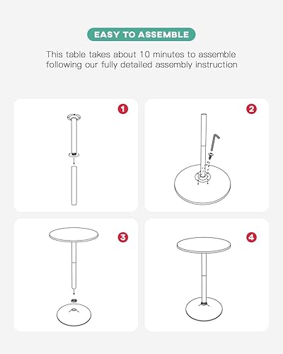 Miniatura 6 de Mesa de bar de metal mesa de bar de cocina mesa redonda de pub mesa de comedor adecuada para bar hogar y cocina color negro