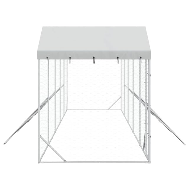 Foto 7 de 8 de vidaXL Perrera de Exterior con Techo Acero galvanizado Plata 10x2x2,5m