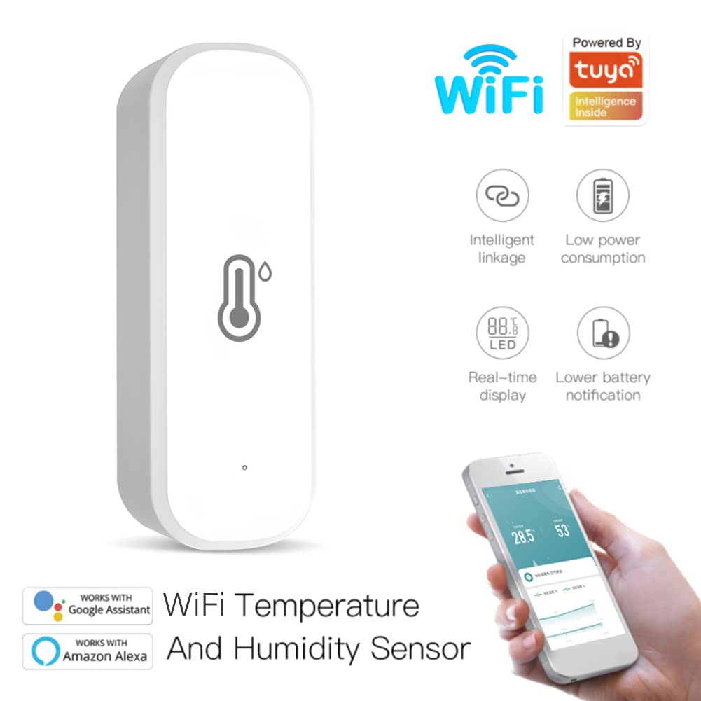 ZYWUOY Sensore termometro igrometro WiFi 4 pezzi wireless per interni temperatura umidità Tuya