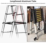 13.5ft/14ft/16ft Professional Wide Step Telescoping A-Frame Ladder for Stairs,Extension Folding Ladder with Support Bar Anti-Slip,Load 330lb,5M+5M(16ft+16ft)