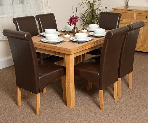 Oak Style Dining Room Table And 6 Leather Chairs Richmond Table With 6 ...