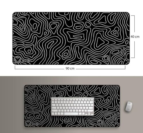 Image of Saco XXL Gaming Mouse Pad for PC - Large Desk Mat 900x400x3mm, Extended Non-Slip Rubber Base, Waterproof Surface, Topographics Design, Big Keyboard Mouse Pad for Office & Home Setup